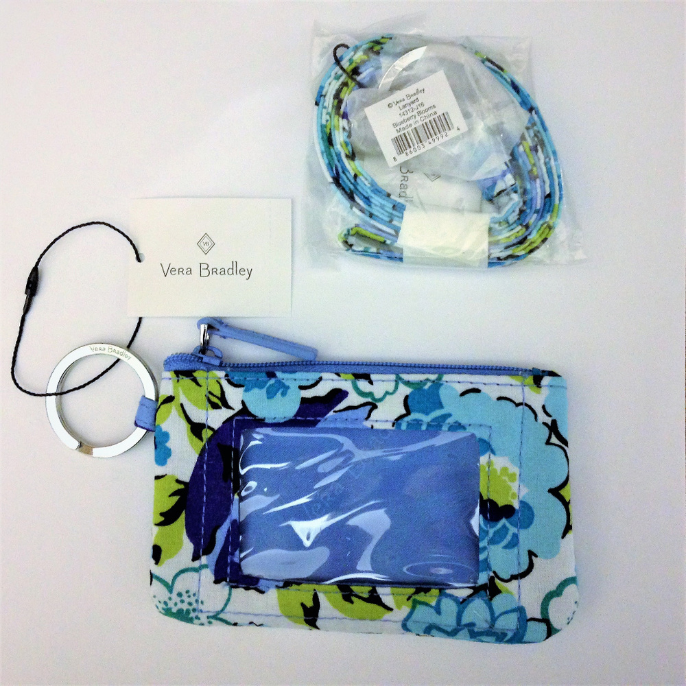 Vera Bradley Zip ID Case/Lanyard Blueberry Blooms
